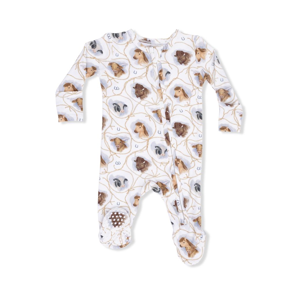Farm Animals Rope Cameos Zipper Footie