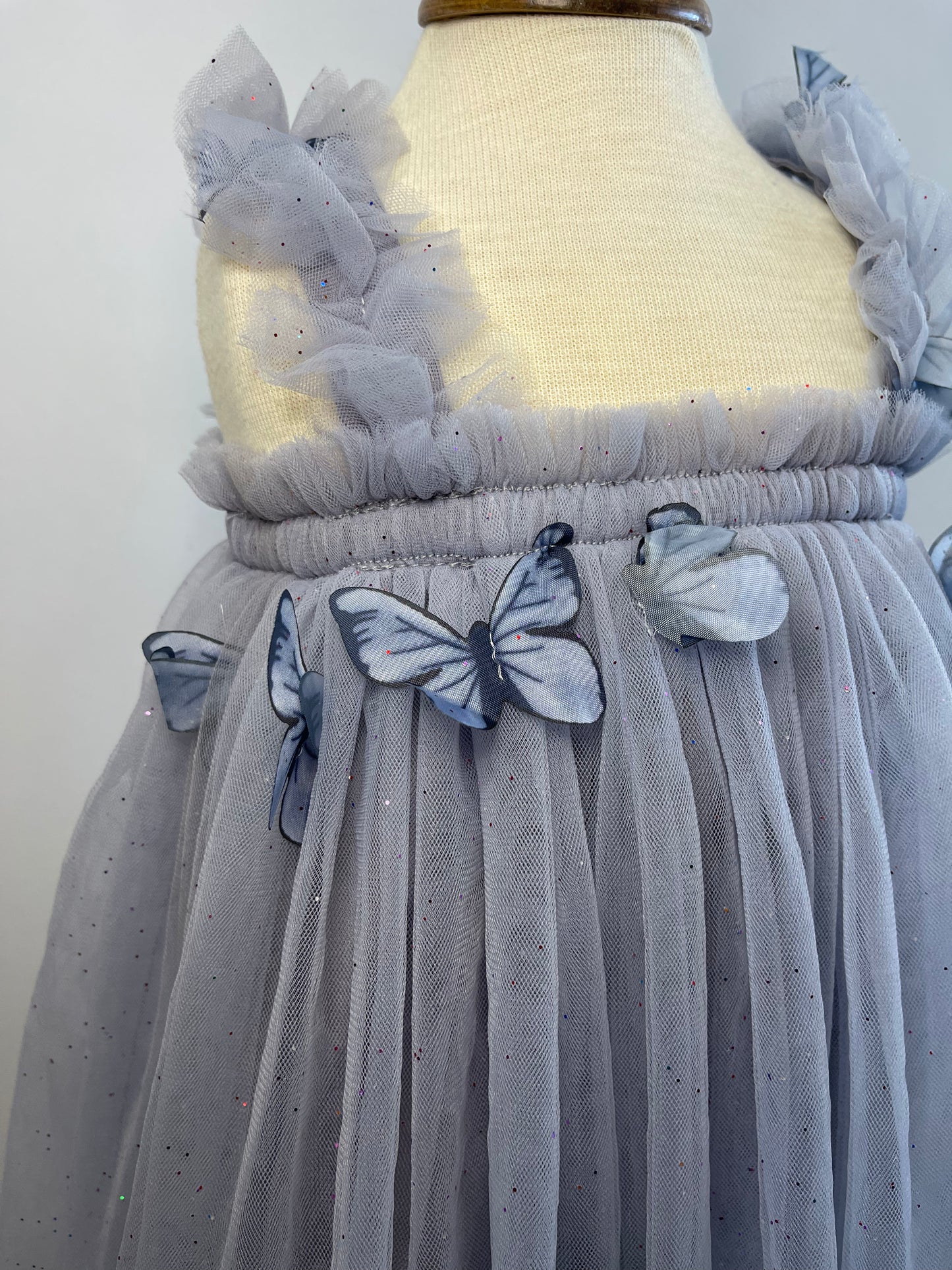 Slate Blue Butterfly Garden Tulle Dress