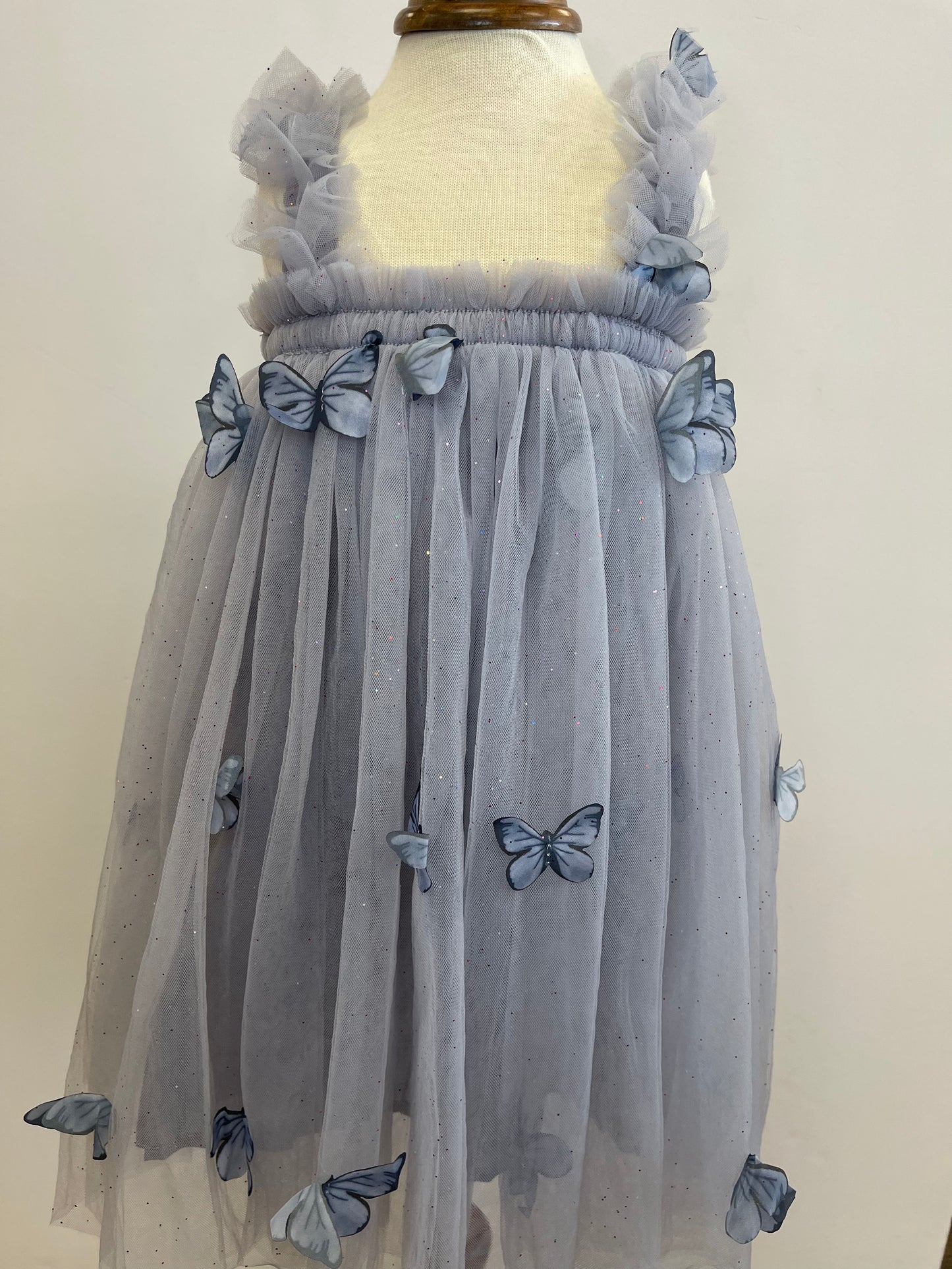 Slate Blue Butterfly Garden Tulle Dress