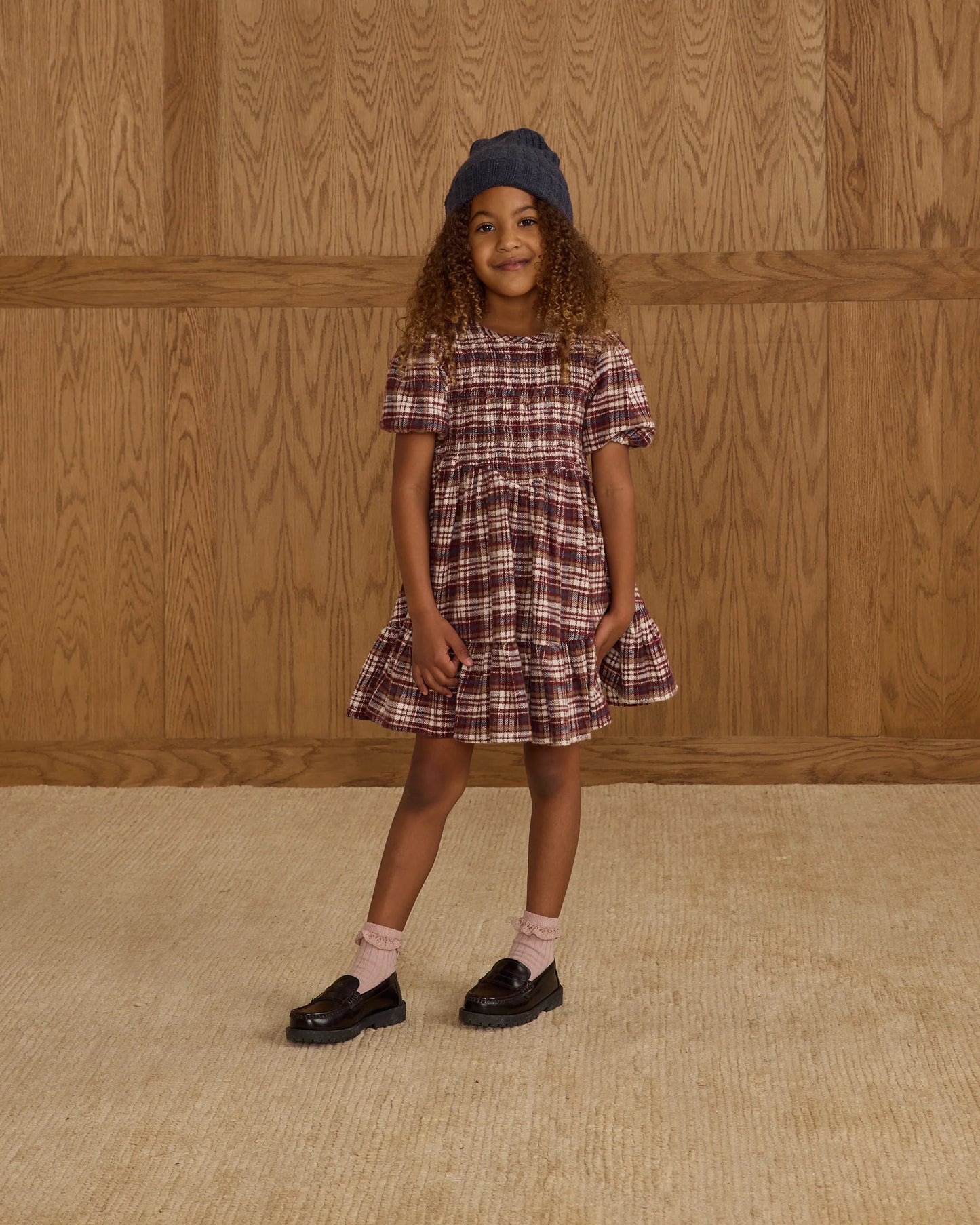 India Dress Burgundy Plaid
