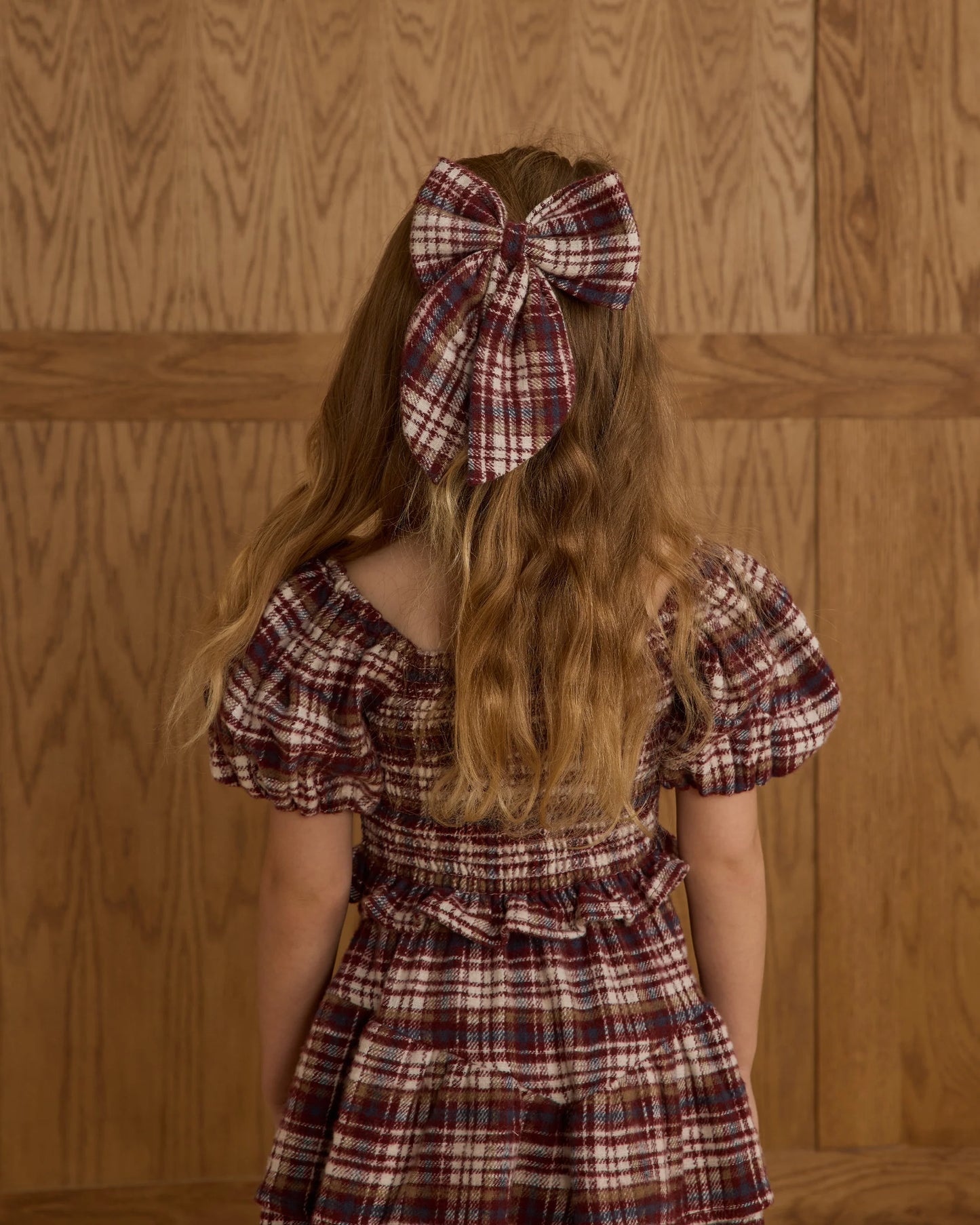 Oversized Bow Burgundy Plaid