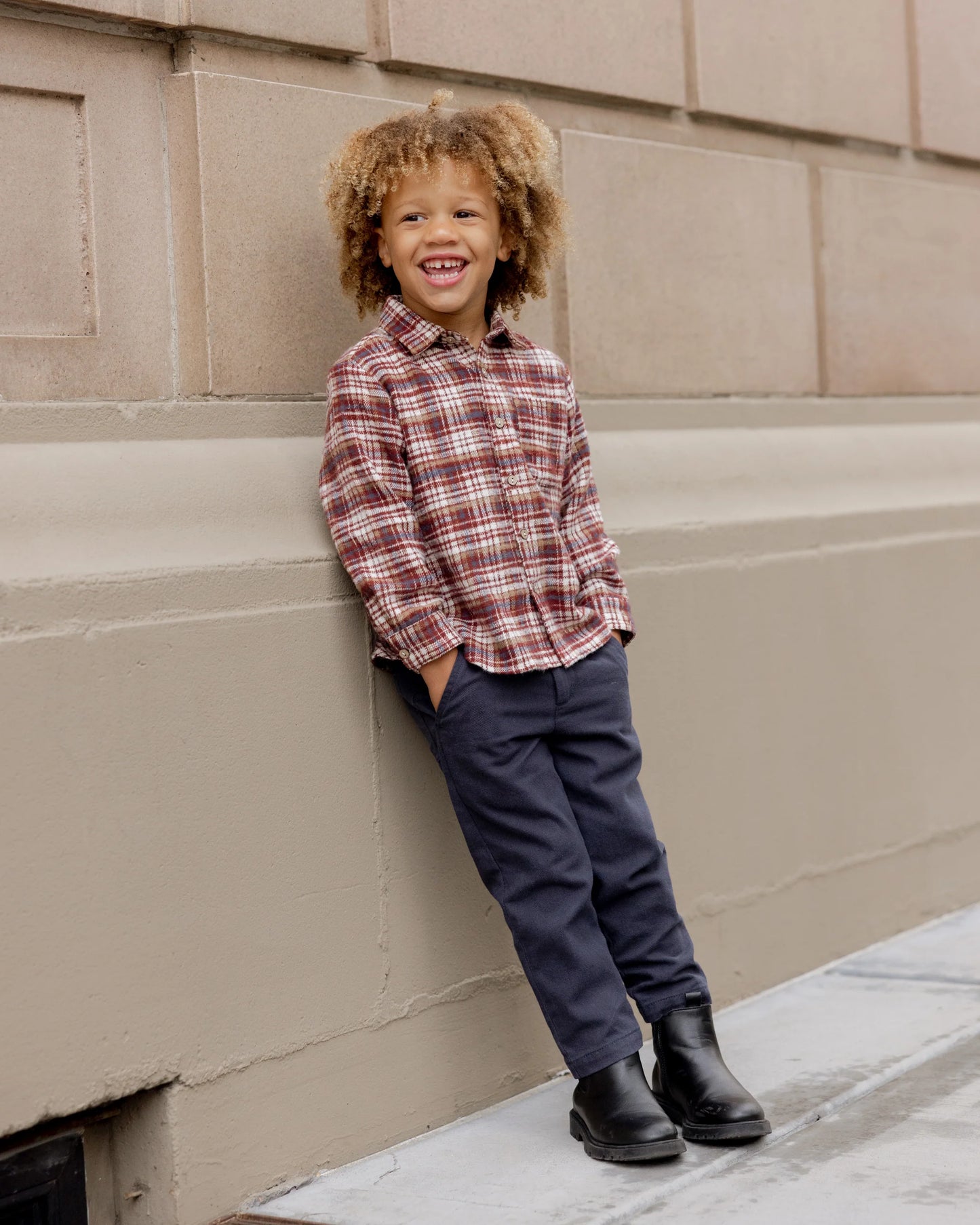 Collared LS Shirt Burgundy Plaid