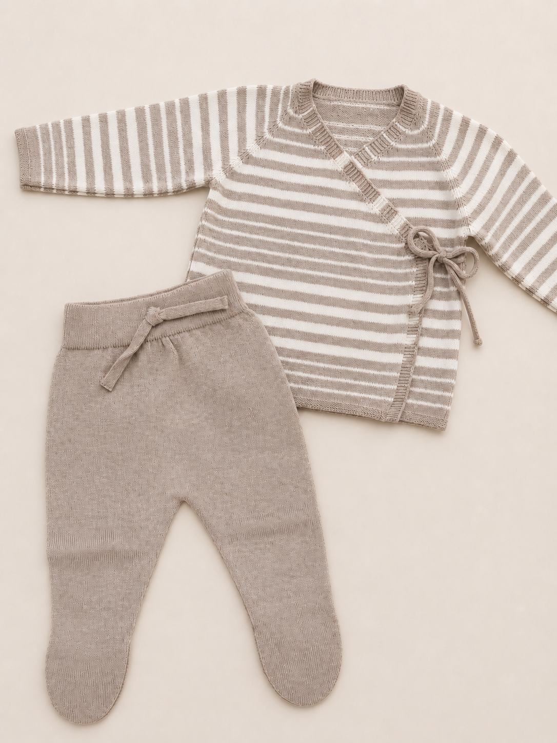 Toasted Irregular Striped Knit Kimono Set
