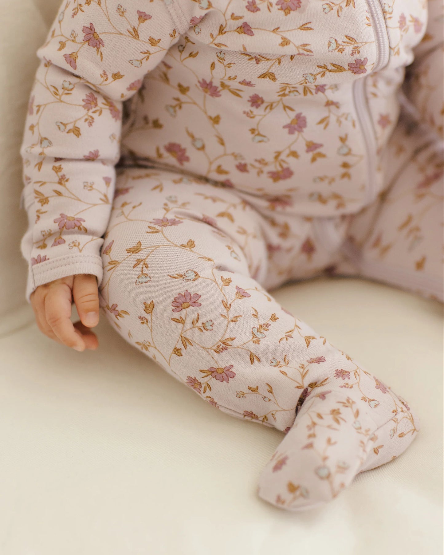 Lilac Garden Zipper Footie
