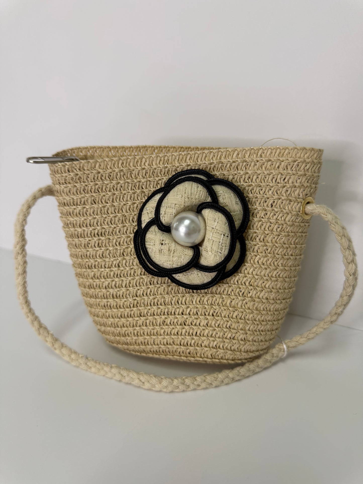 Straw Bag with Classy Peony