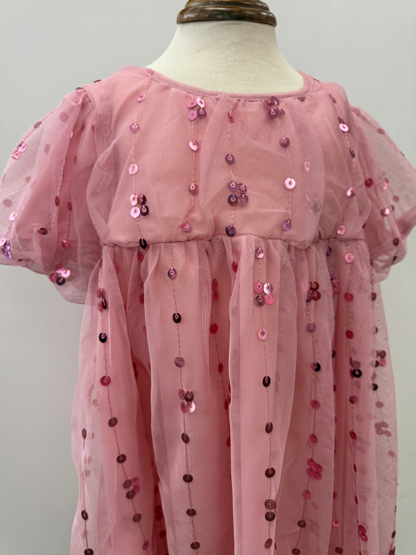 Pink Mesh Sequins Dress