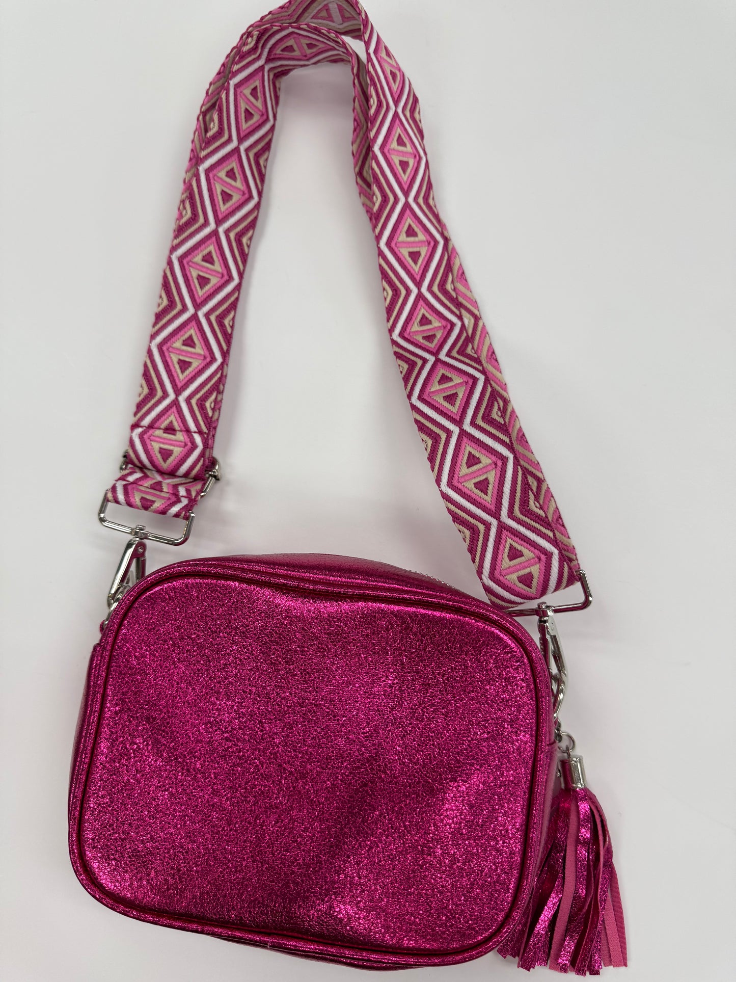 Pattern Strap Handbag Hot Pink
