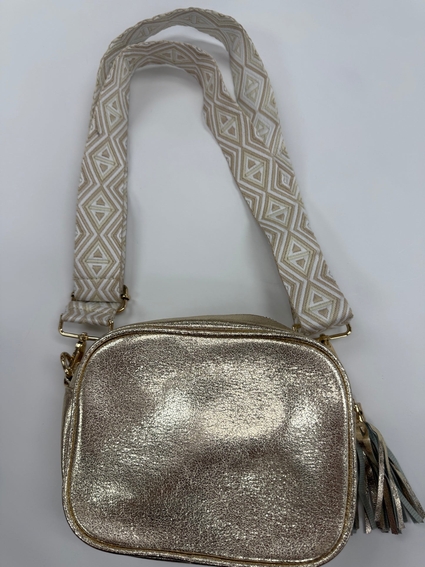 Pattern Strap Handbag Gold