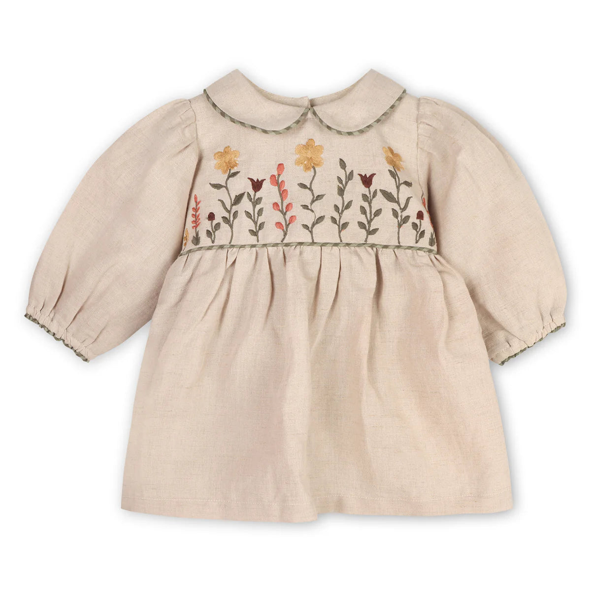 Linen Floral Peter Pan Dress Set