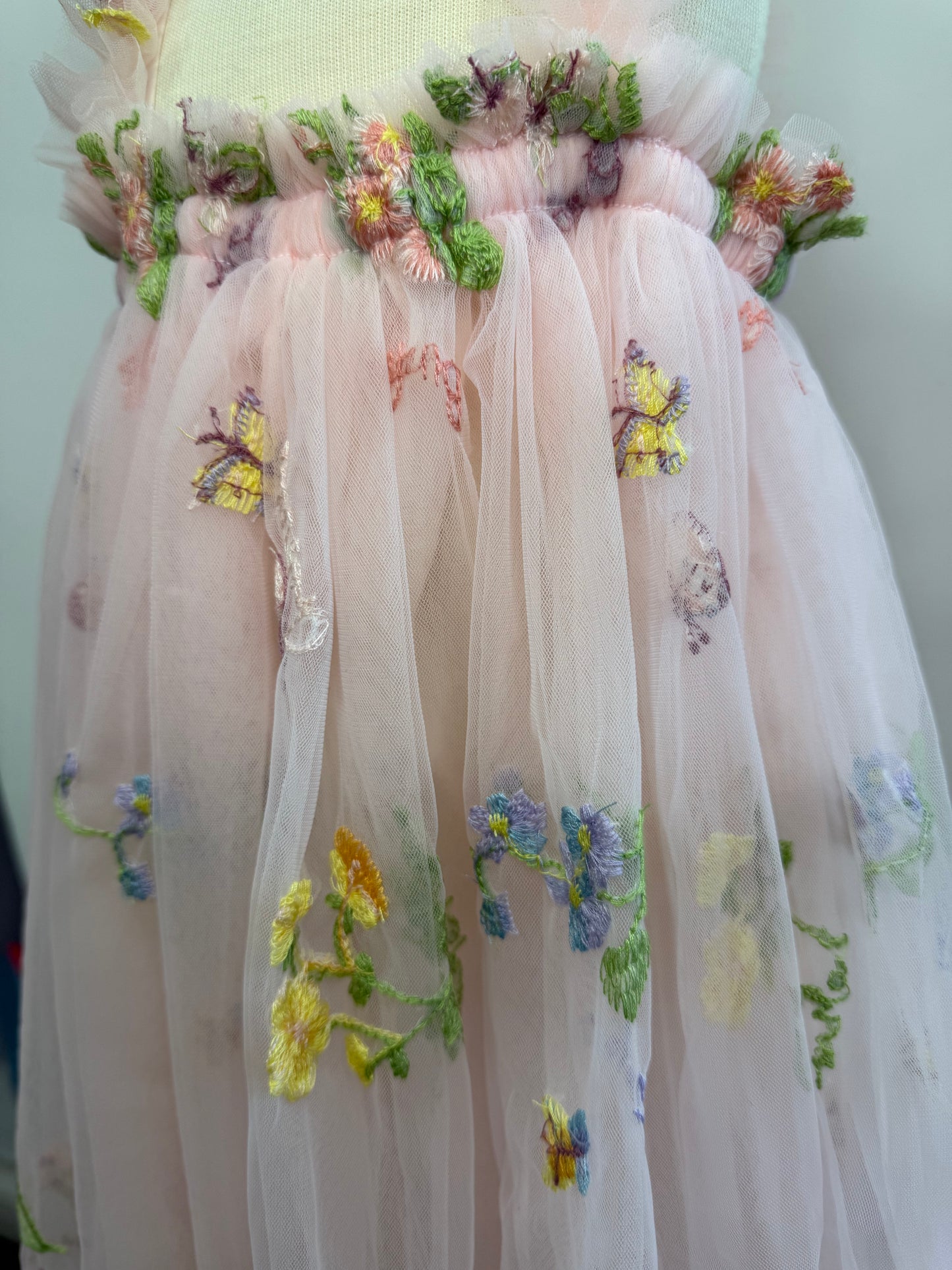 Embroidery Tulle Dress Pink
