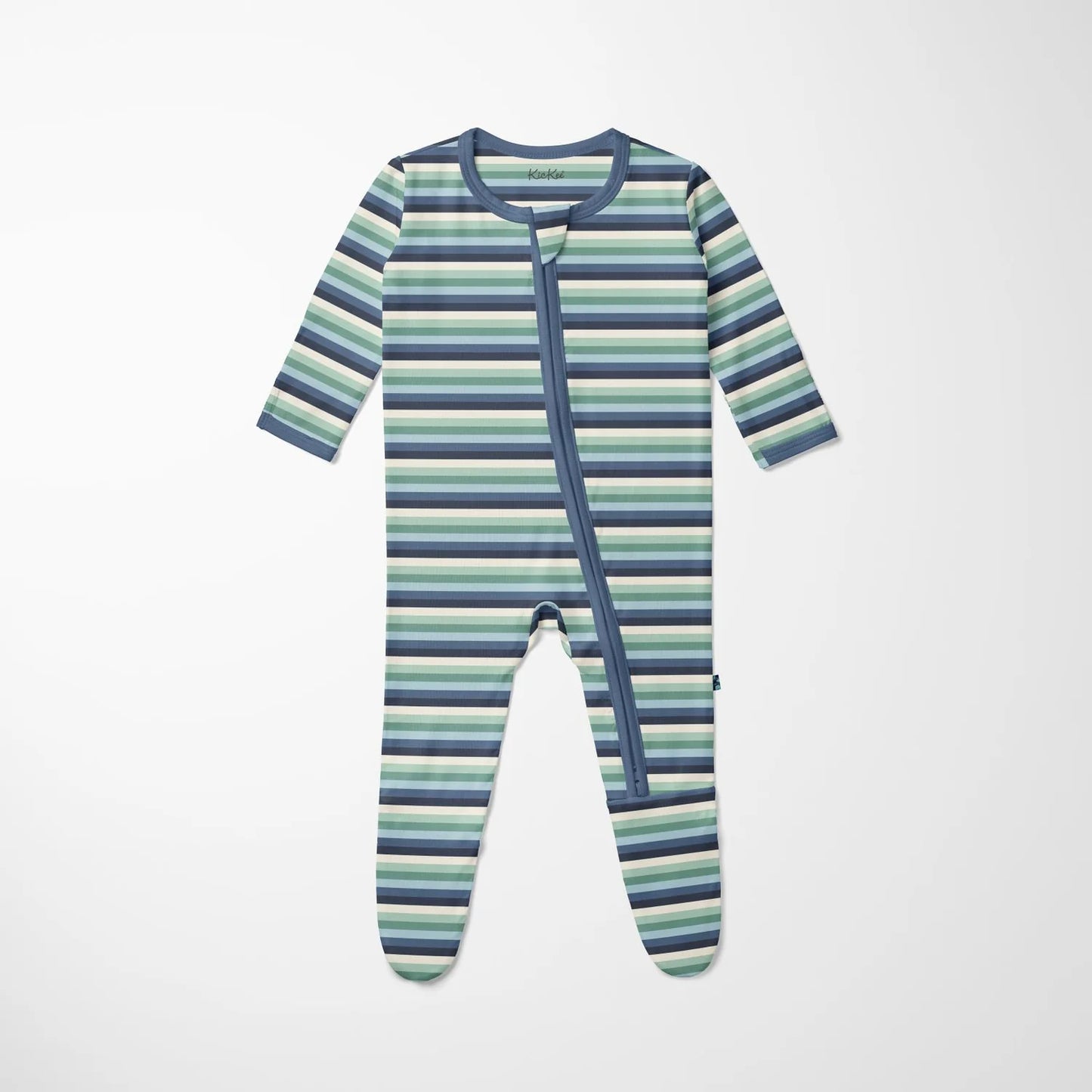 Denim Stripe Zipper Footie