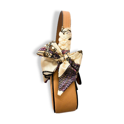 Beige Mini Saddle Purse W/ Scarf