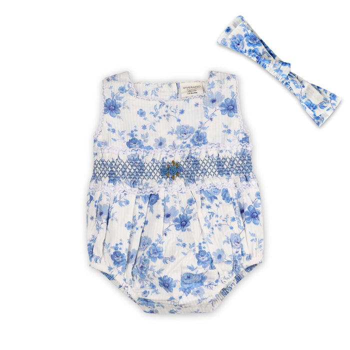 Capri Seersucker Blue Floral Bubble + HB