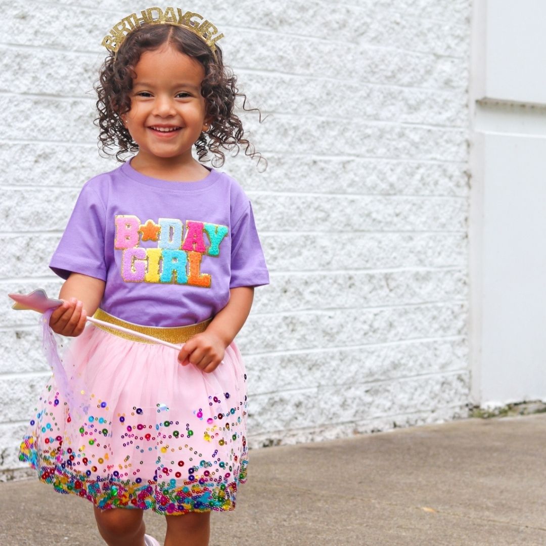 Bday Girl Patch Shirt Lavender