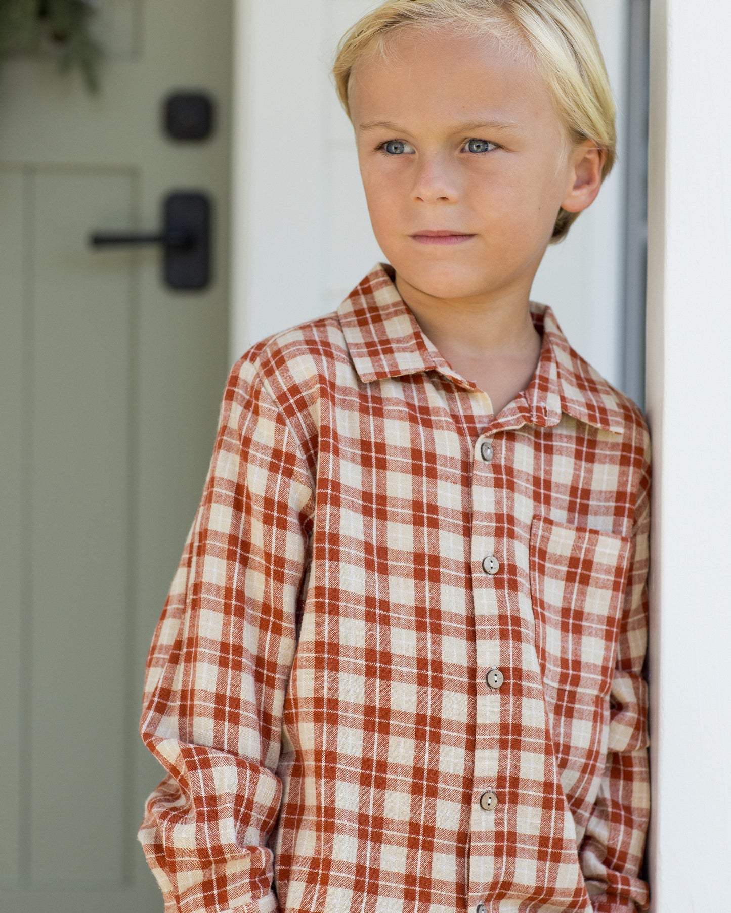 Collared L/S Shirt Red Plaid