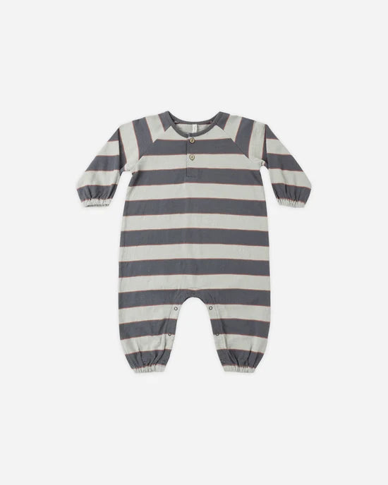 Henley Jumpsuit Sage Stripe