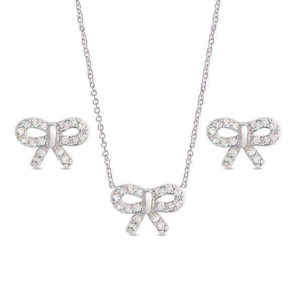 Bow Pendant & Stud Earings Set
