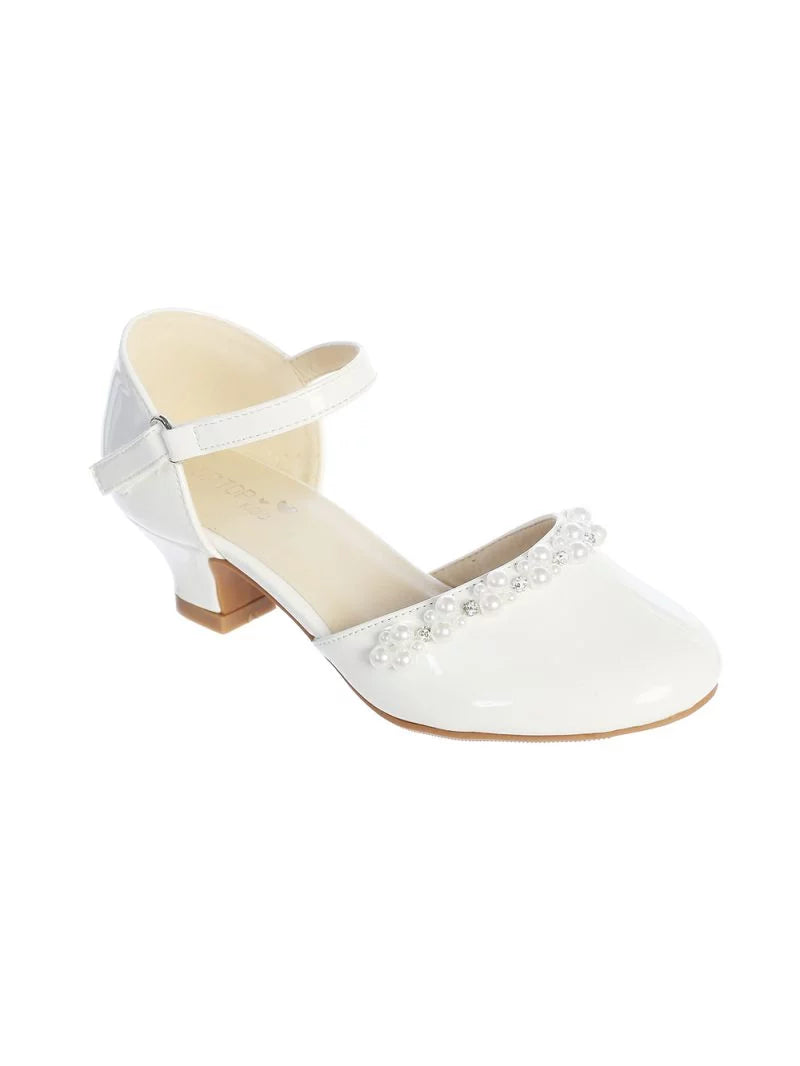 S177 White Patent Heel Shoe