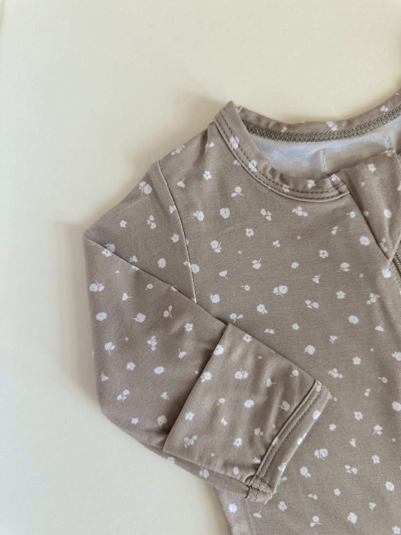 Taupe Blossom Footie