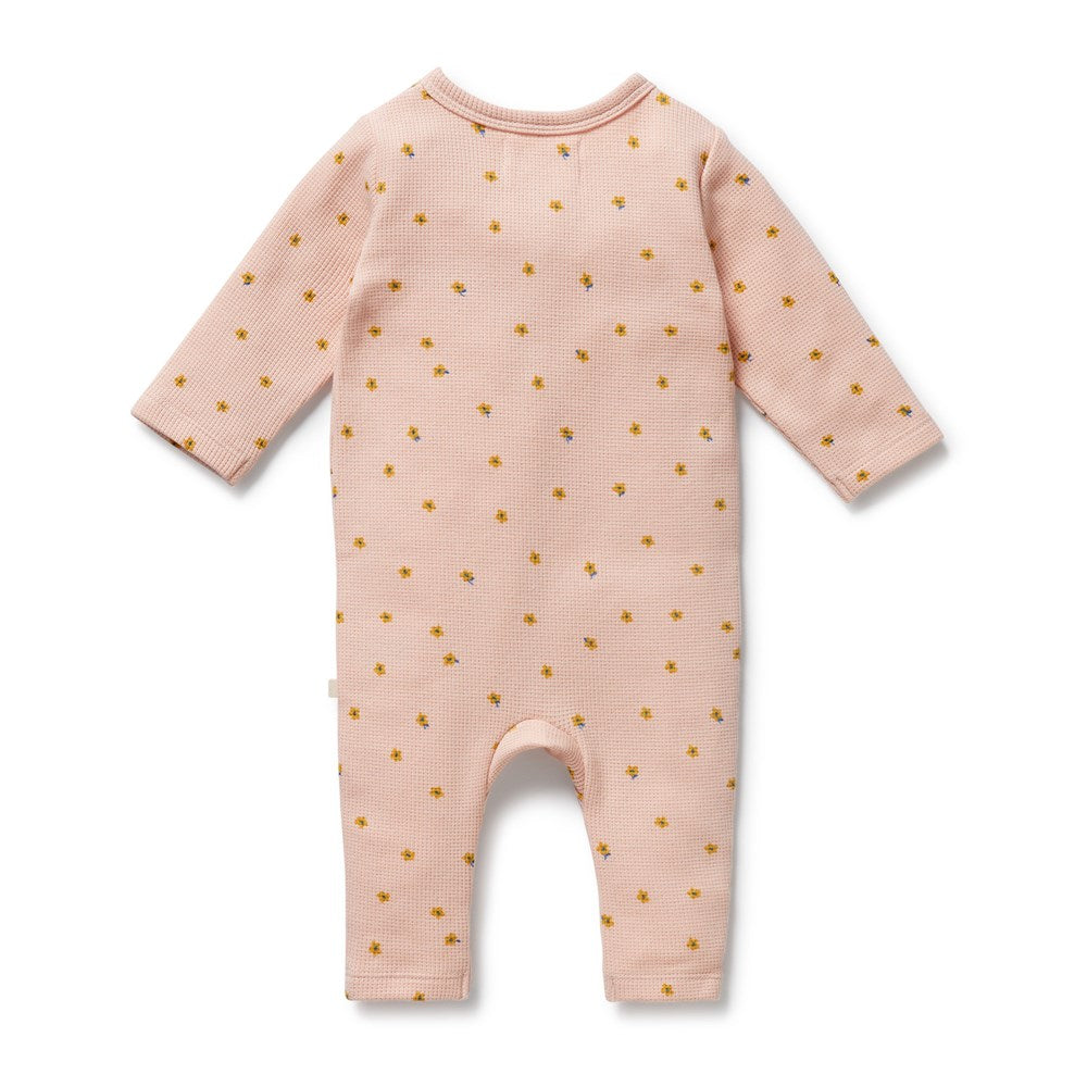 Little Fleur Waffle Ruffle Zipsuit