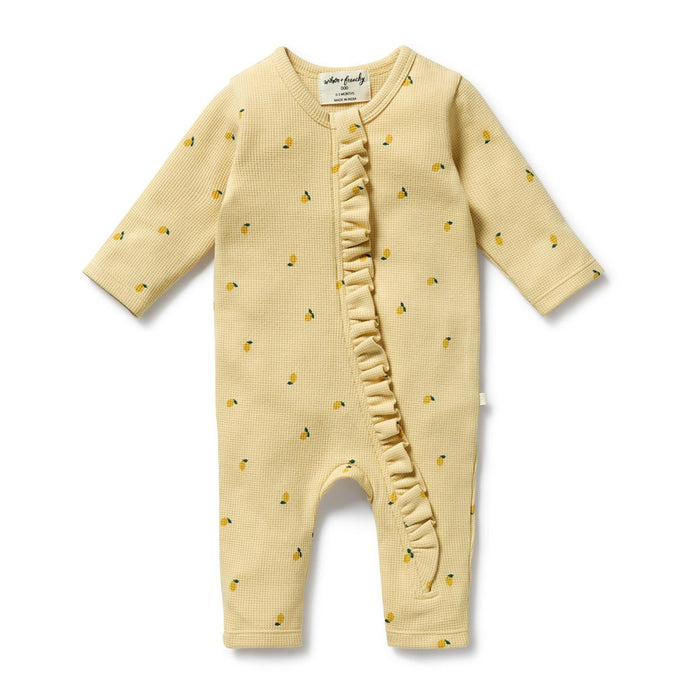 Lemon Waffle Ruffle Zipsuit