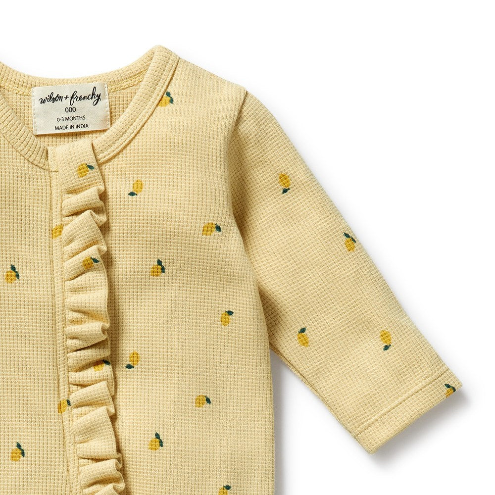 Lemon Waffle Ruffle Zipsuit