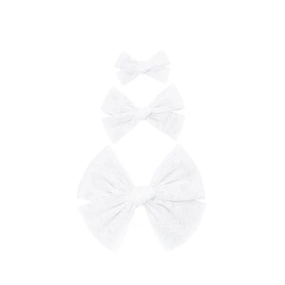 Tulle Bow White Clip