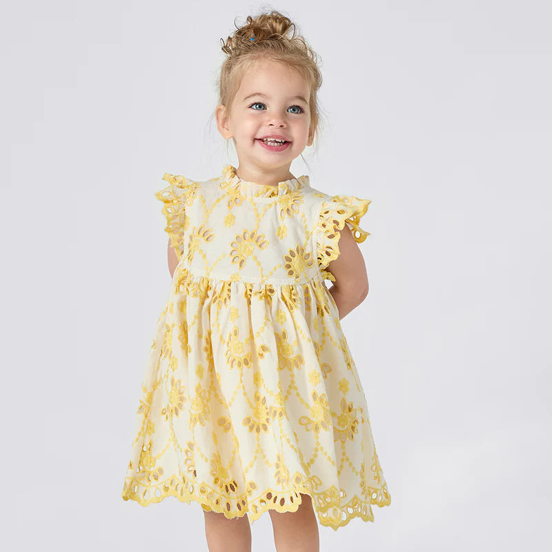 Cynthia Dress Set Bright Yellow Eyelet