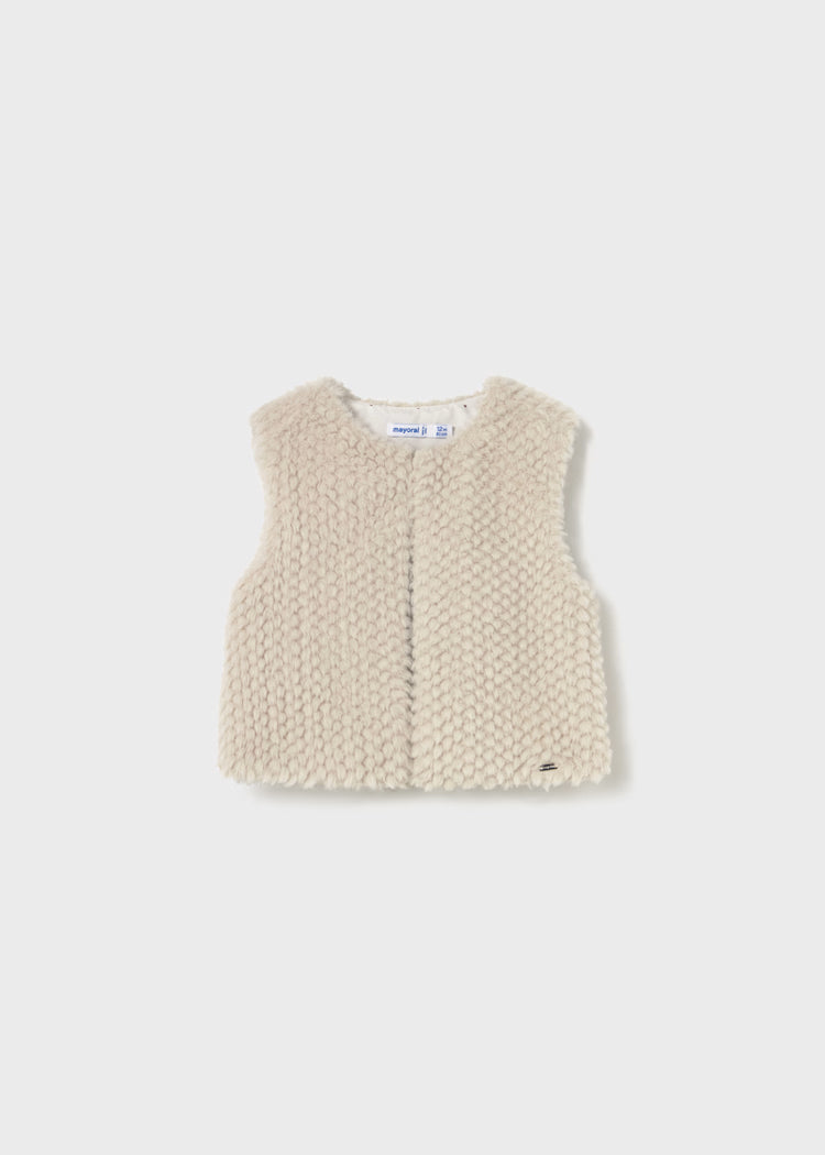 2359 Sand Faux Fur Vest
