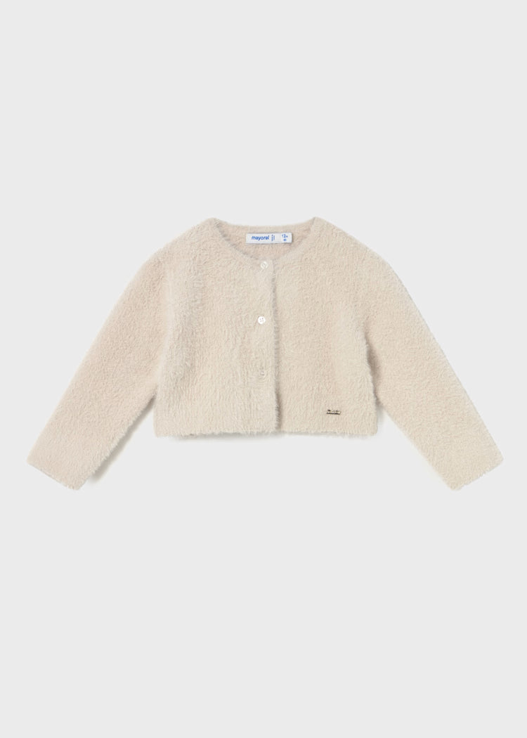 Sand Faux Fur Cardigan