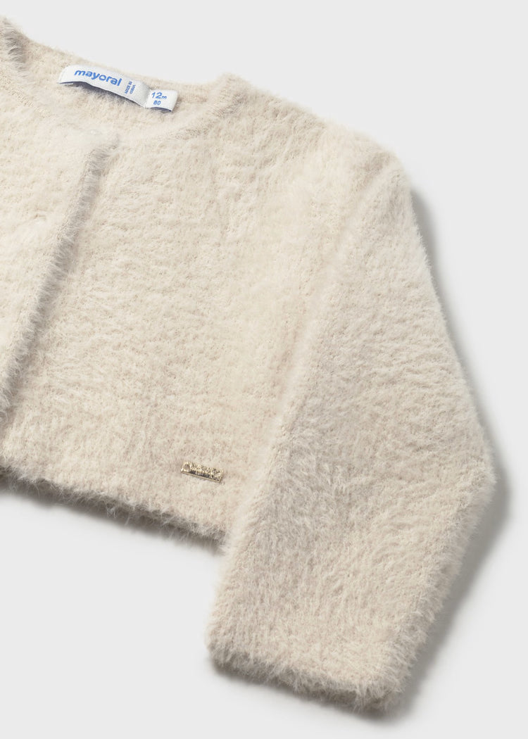 Sand Faux Fur Cardigan