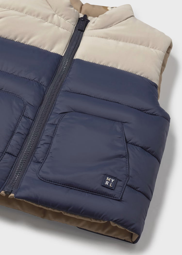 Boy Tan Navy Reversible Vest