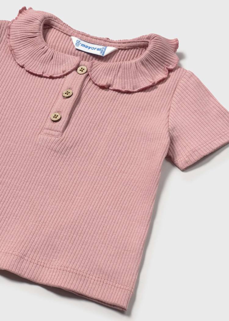 Blush Baby Pink Top W/Ruffle Collar
