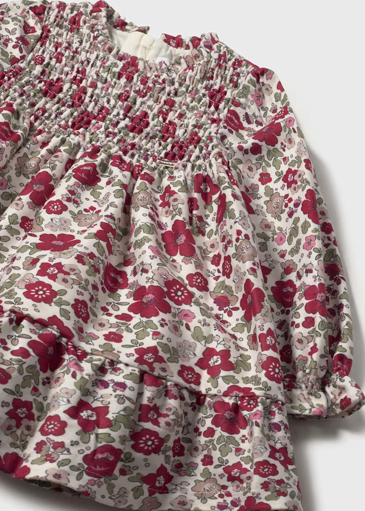 2909 Red Floral Velvet Dress
