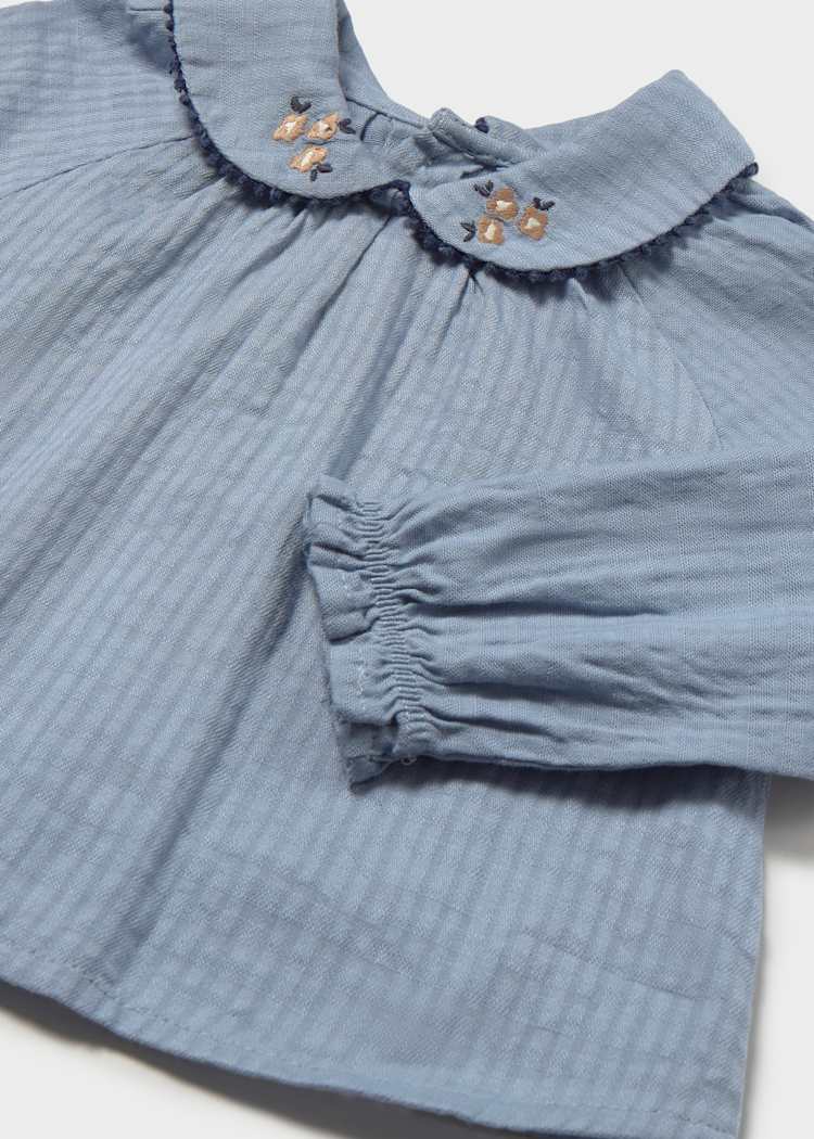 Light Blue Textured Woven Blouse