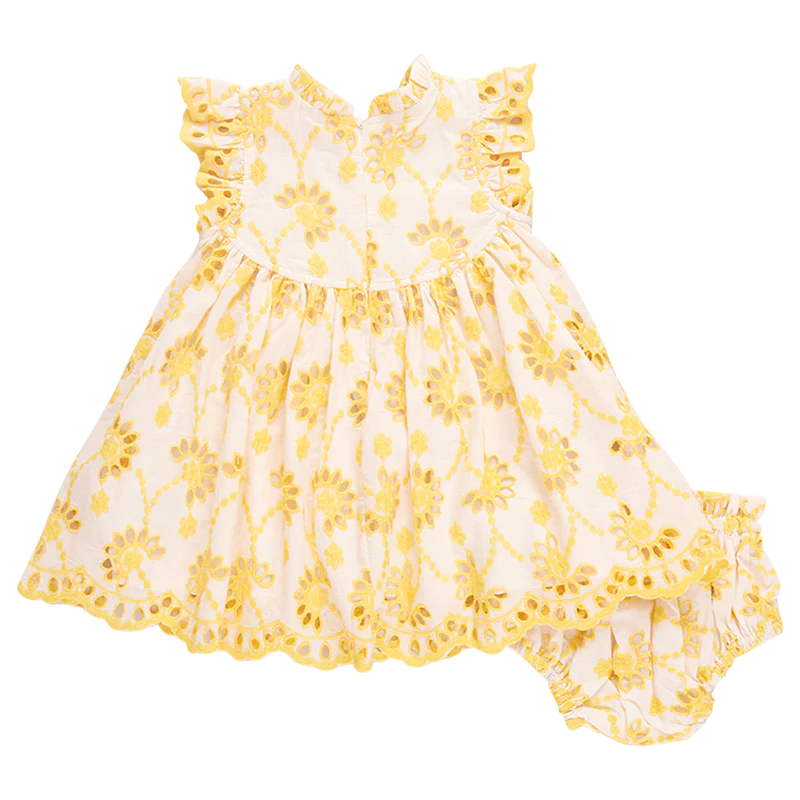 Cynthia Dress Set Bright Yellow Eyelet