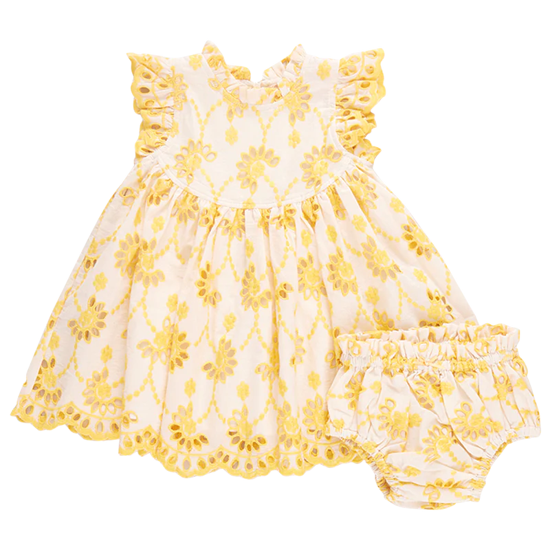 Cynthia Dress Set Bright Yellow Eyelet