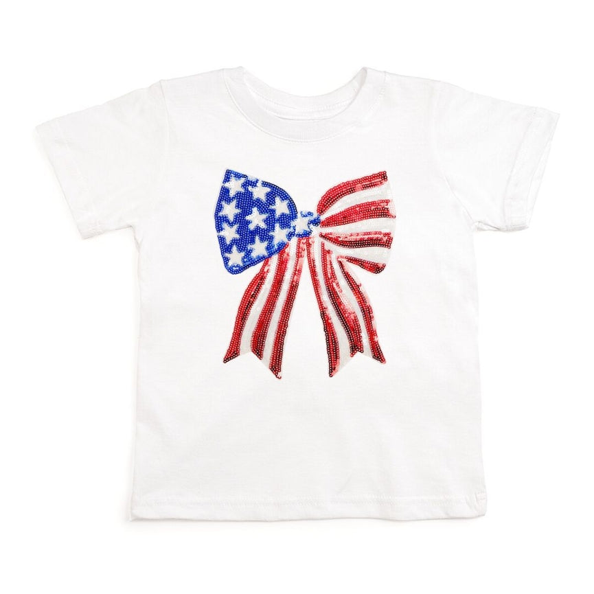 Patriotic Sequin Bow Patch Shirt