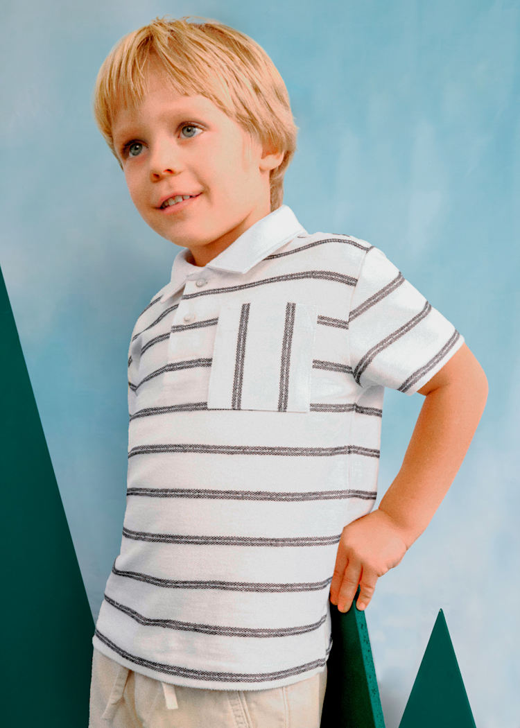 3107 Striped Polo W/Pocket