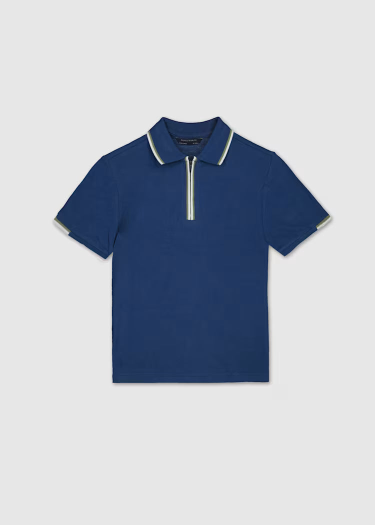 Ocean Blue Zip Up Polo
