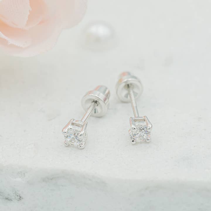 Sterling Silver clear stud