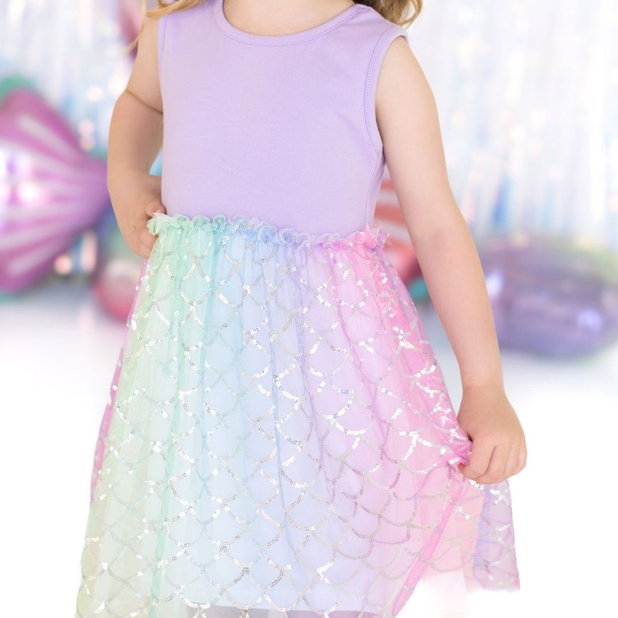 Lavander Rainbow Mermaid Tutu Dress