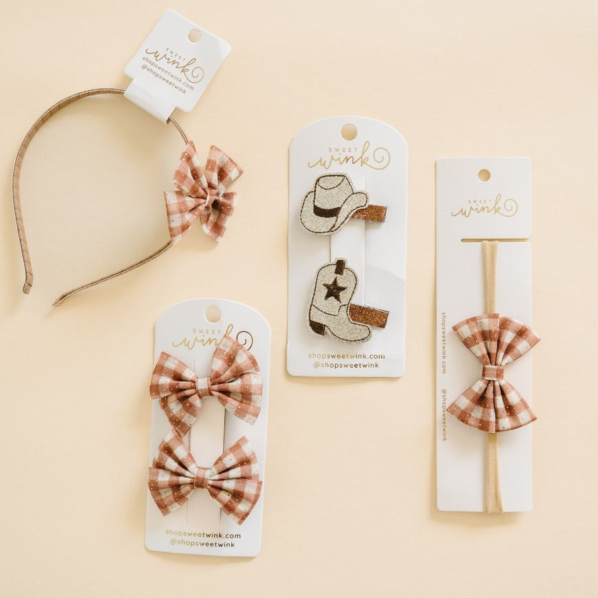 Gingham Printed Tulle Bow HB
