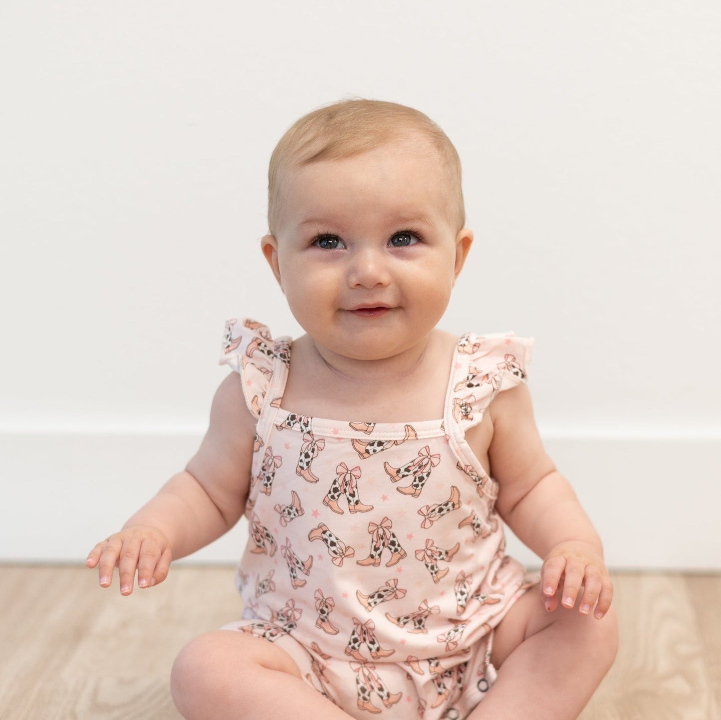 Flutter Sleeve Cowhide Boots Romper