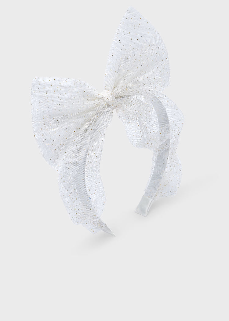 Ecru Tulle Headband Bow