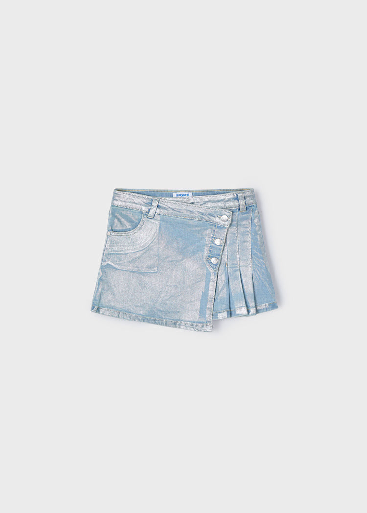 3902 Denim Shimmer Pleated Skirt