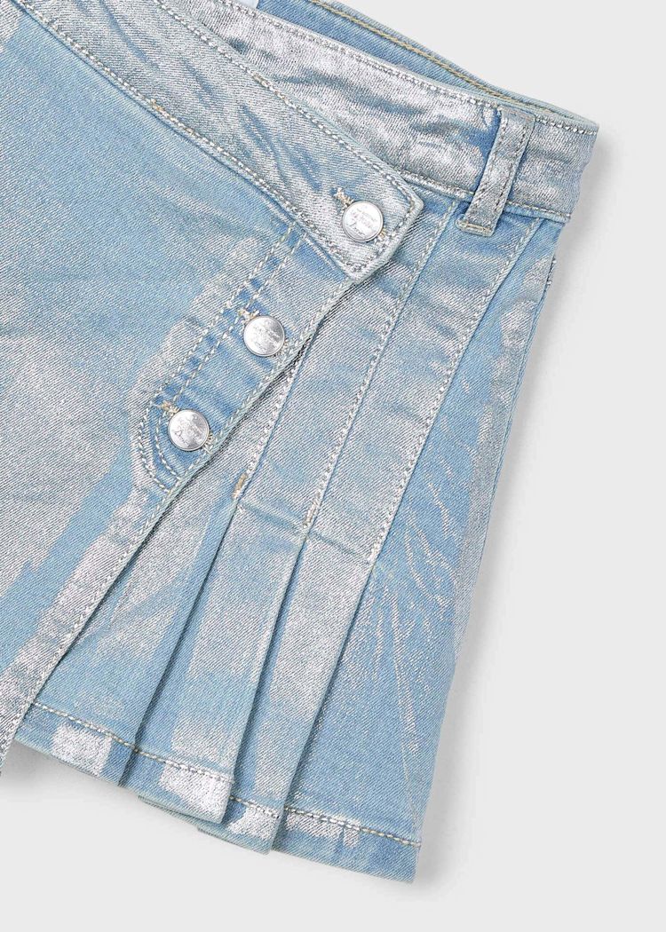 3902 Denim Shimmer Pleated Skirt