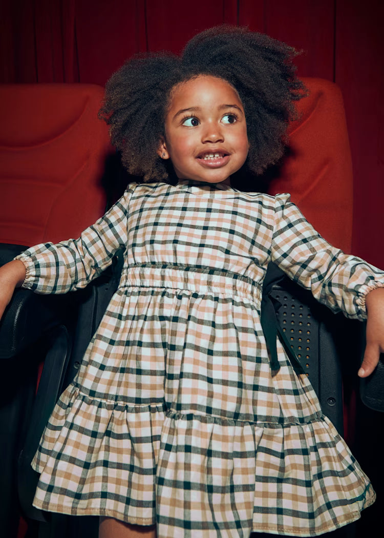 4915 Plaid Dress W/Bow Detail Black