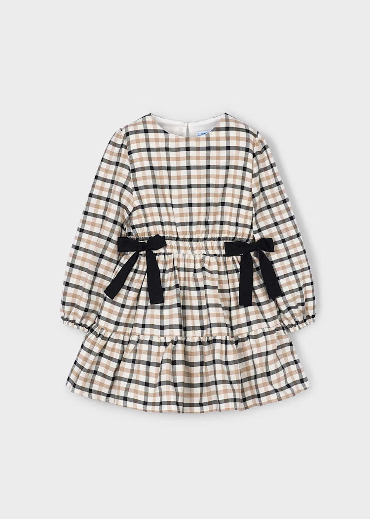 4915 Plaid Dress W/Bow Detail Black