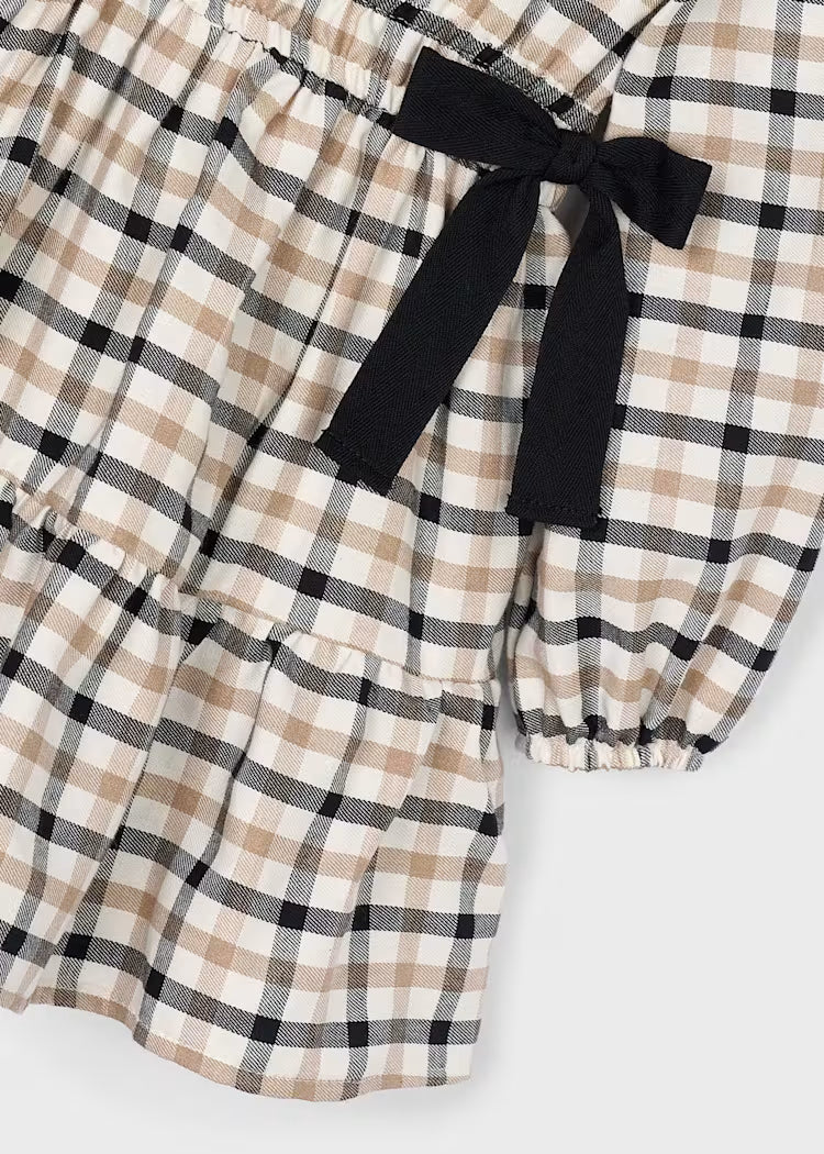 4915 Plaid Dress W/Bow Detail Black